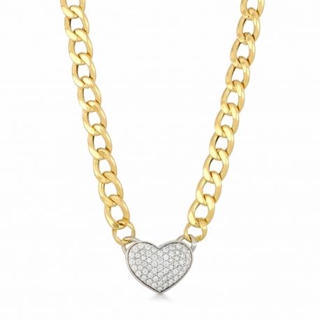 18k geelgouden choker met Pavè-hart