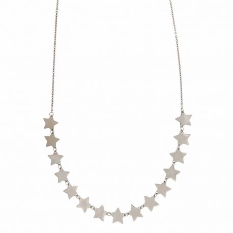 Gargantilha em ouro branco 18k com estrelas em linha