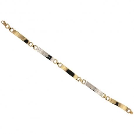 Bracciale in oro 18 kt 750/1000 a piastre alternate finitura lucida e satinata