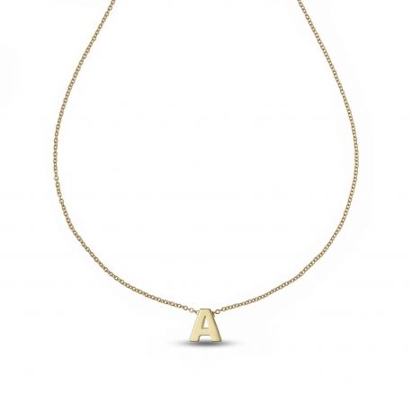 Collana con Lettera A in Oro Giallo 18k