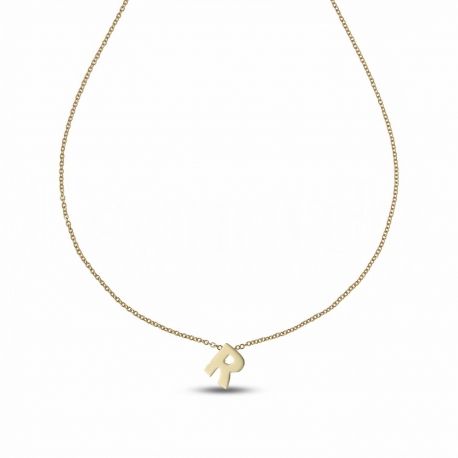 Collana con Lettera R in Oro Giallo 18k