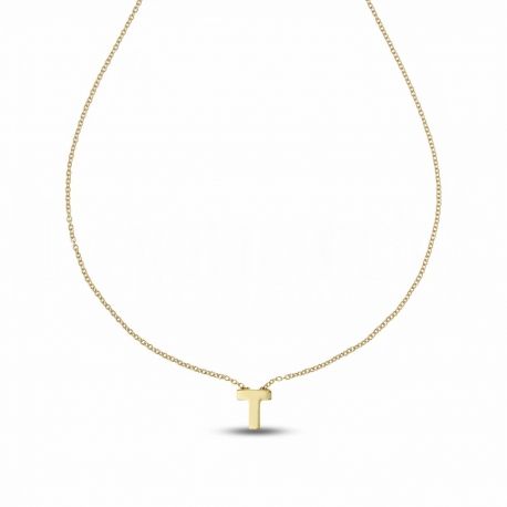 Colier cu litera T în aur galben 18k