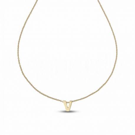 Collana con Lettera V in Oro Giallo 18k