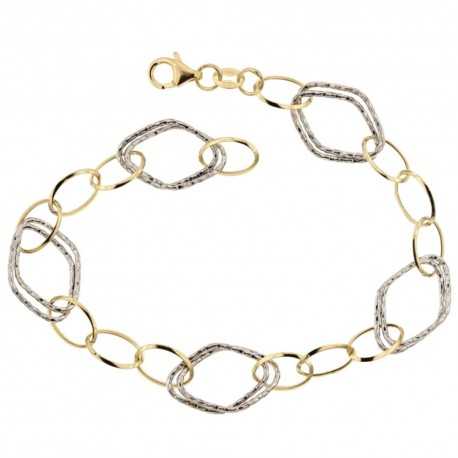 Bracelet chaîne pour femme en or 18 carats 7500/1000 poli et martelé