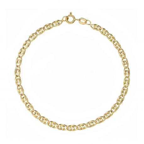 Pulsera de cadena plana de hombres en oro amarillo 18k