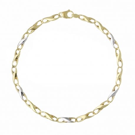 Armbandkette Gelbgold und Weißgold 18k