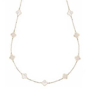 18K黄金珍珠母贝四叶草项链