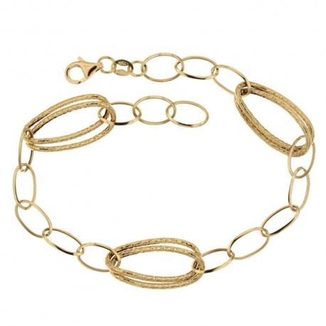 Bracciale in oro giallo 18 Kt 750/1000 a catena vuota finitura lucida e martellata