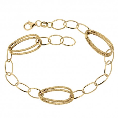 Yellow gold 18k 750/1000 shiny and lined link chain bracelet