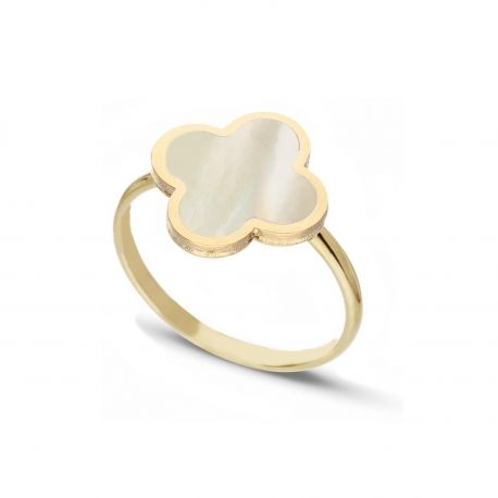 Quadrifoglio Anneau avec or jaune mère de perle 18k