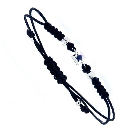 Bracciale da Uomo in Oro Bianco 18k e Zaffiro Blu