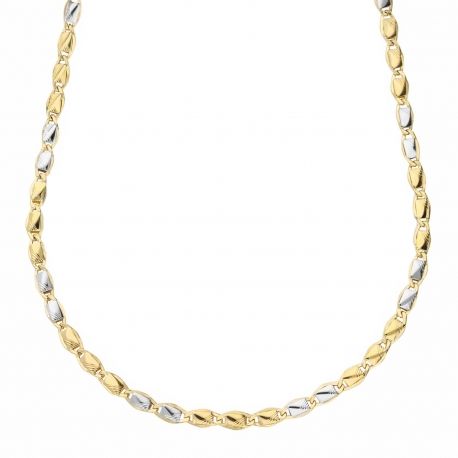 Collier homme en or blanc et jaune 18 Carats