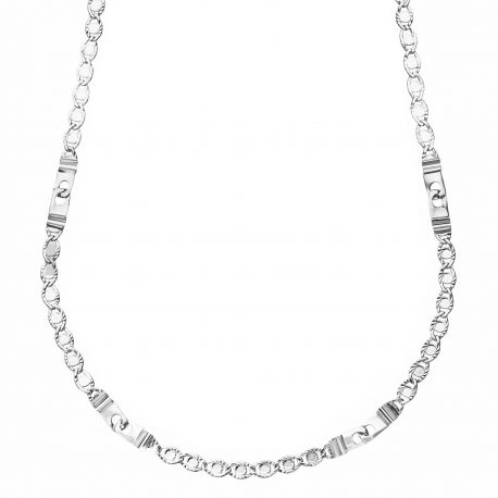 Täys litteä ketju miehille 18K valkokulta