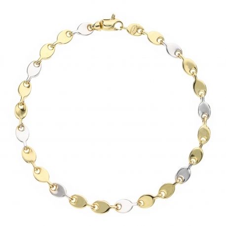 Men's Tubular Bracelet in Yellow Gold and 18k White