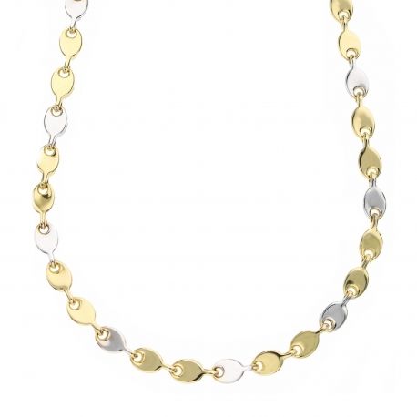 Men's Tubular Chain in Yellow Gold and White18 Carats