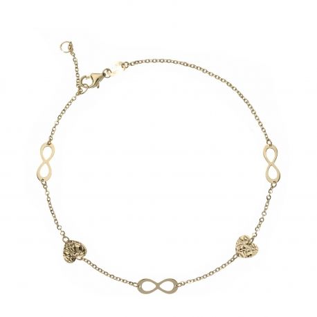 Bracciale Cuore e Infinito in Oro Giallo 18 Carati