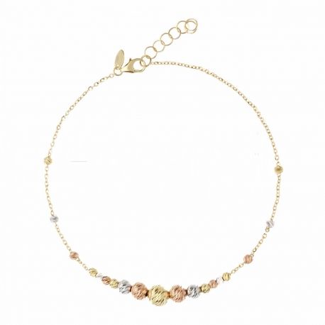 Pulsera con Esferas en Oro Amarillo, Blanco y Rosa 18k