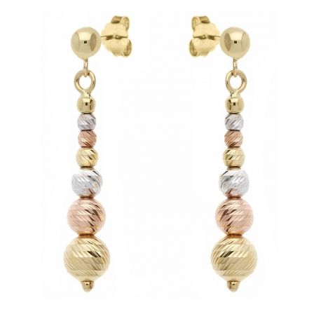 Pendentifs en or jaune et rose 18 Carats avec balles diamant pour femmes