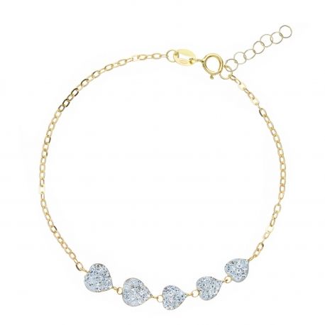 Karkötő Szívek Resinnel és Fehér Zirkóniával 18k sárga arany