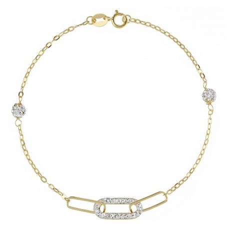 Pulseira com Esferas de Resina e Branco Zircônia em ouro amarelo 18k