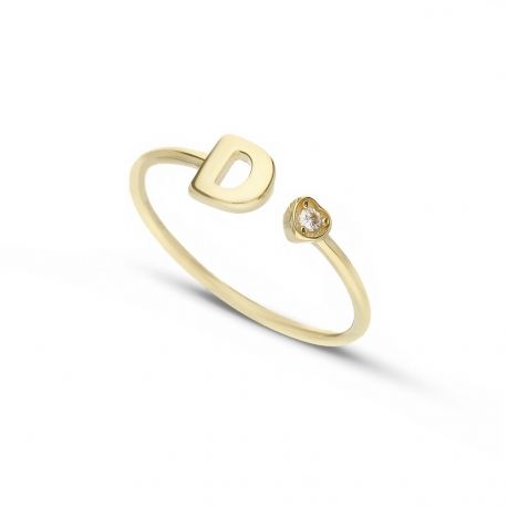 Prsten sa slovom "D" u 18k žutom zlatu