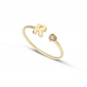 Ring met de letter R in 18k...
