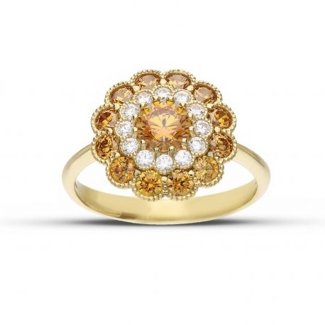 18k 黄金女士花朵戒指