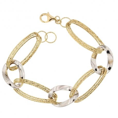 Pulseira em ouro 18 Kt 7500/1000 com corrente oca polida e martelada para mulher