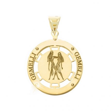 Pendentif Zodiac Sign Gemelli en or jaune 18k