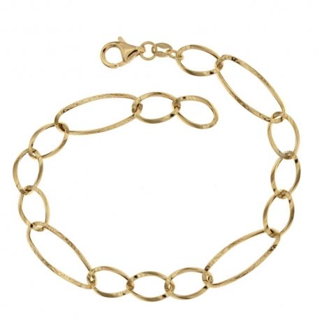 Bracelet en or 18 Kt 7500/1000 avec chaîne creuse polie et martelée pour femme