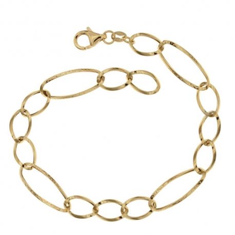 Pulseira em ouro 18 Kt 7500/1000 com corrente oca polida e martelada para mulher