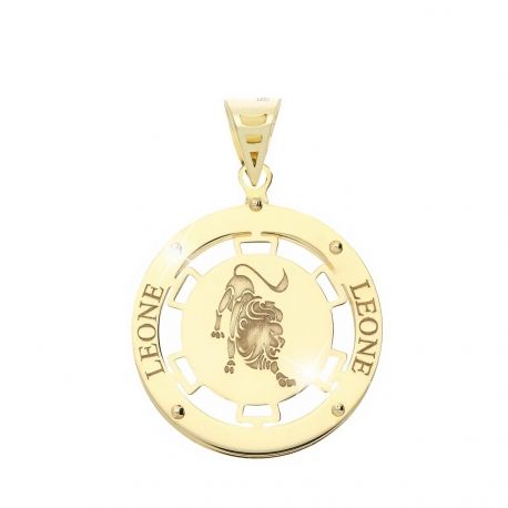 Pendentif Zodiac signe Leo or jaune 18k