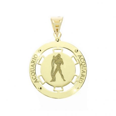 Pendant Zodiac Sign Aquarius ouro amarelo 18k