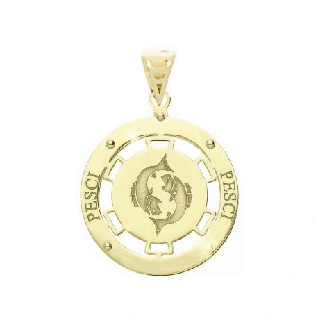 Pendente Segno Zodiacale Pesci in Oro Giallo 18k