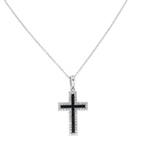 Necklace with Zirconia Cross in 18k White Gold