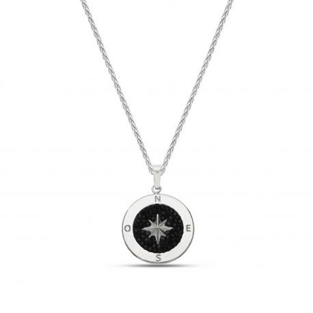 18k White Gold Necklace with Rose Pendant of the Winds