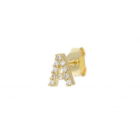 Mono Orecchino in Oro Giallo 18k Lettera A