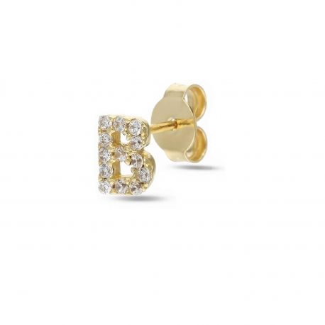 18k 黄金单只耳环字母 B