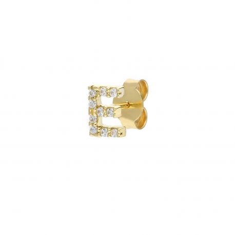 Mono-oorbel in 18k geelgouden letter E