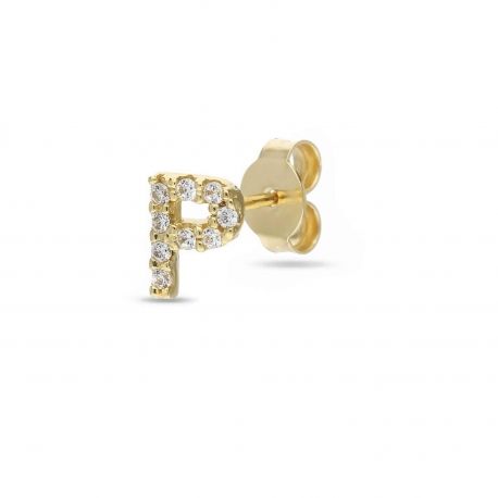 Boucles d'oreilles en or jaune 18k Lettre P
