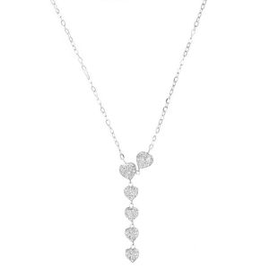 18k 白锆石树脂心形项链