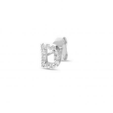 Boucles d'oreilles Mono en Or blanc 18k Lettre D