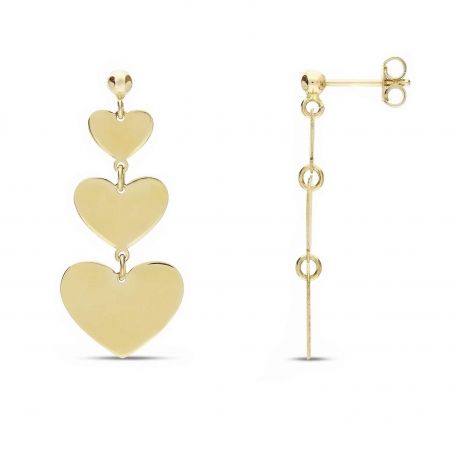 Boucles d'oreilles de coeur Pendentifs or jaune 18k