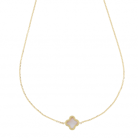 Ketting in 18k geel goud met vierblaadjes