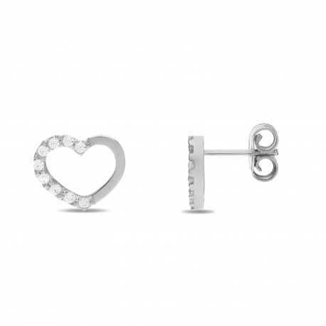 Earrings Heart in 18k White Gold