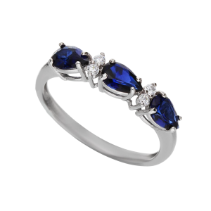 Trilogie Ring mit blauen...