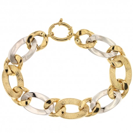 White and yellow gold 18k shiny link chain bracelet