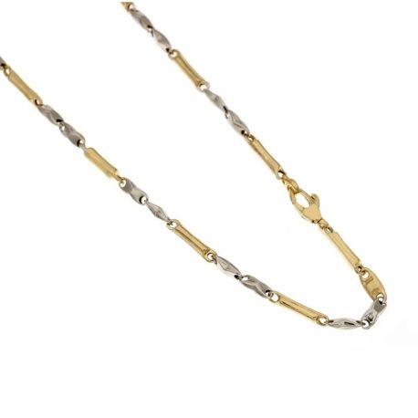 Corrente em ouro amarelo e branco 18 Kt 750/1000 com elos alternados