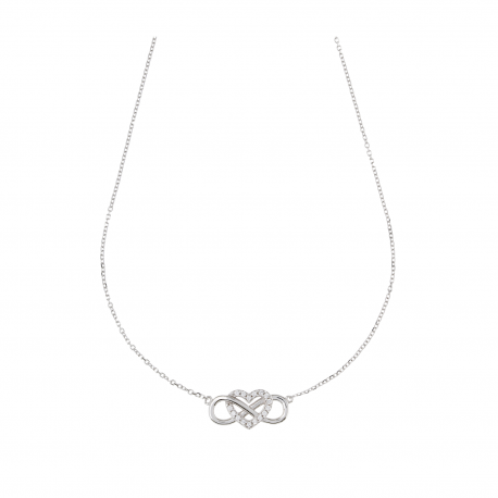 颈带心与无限 与白 18k Zirconia织在一起