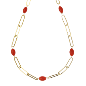 18k Collier de coral or jaune